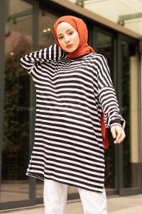 Modalamelif  Çizgili Tunik  Siyah