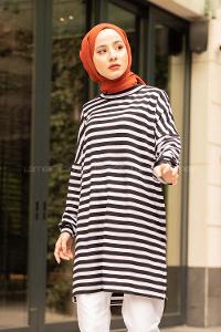 Modalamelif  Çizgili Tunik  Siyah