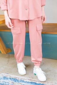 Modalamelif Önü Çıtçıt Düğmeli  İkili Takım Pembe