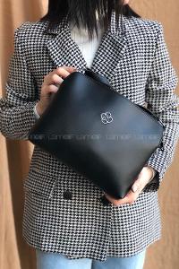 Modalamelif Düz Deri Görünümlü Askılı Omuz Çantası Siyah