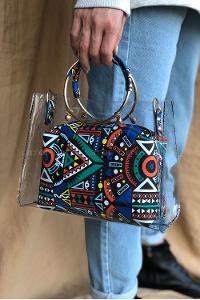 Modalamelif Geometrik Desen Çanta Siyah