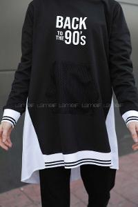 Modalamelif Back To The 90 s Yazı Baskılı Tunik Siyah