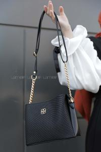 Modalamelif Bal Peteği Dokulu Çanta Siyah