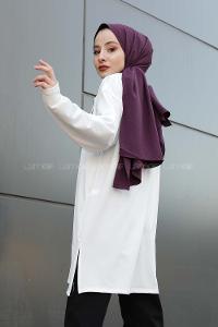 Modalamelif  Biye Detaylı Tunik Beyaz