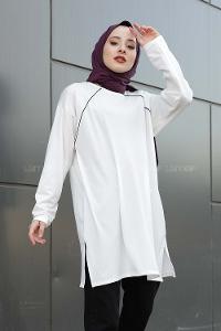 Modalamelif  Biye Detaylı Tunik Beyaz