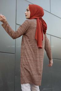 Modalamelif İnce Çizgili Tunik Kahverengi