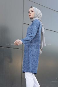 Modalamelif İnce Çizgili Tunik Mavi
