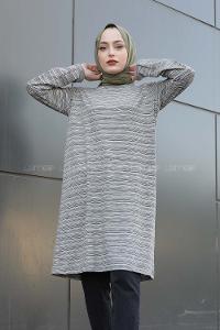 Modalamelif İnce Çizgili Tunik Siyah Beyaz