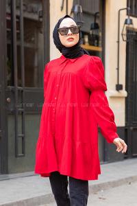 Modalamelif Önü Düğmeli Gömlek  Bordo