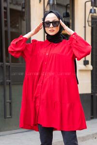 Modalamelif Önü Düğmeli Gömlek  Bordo