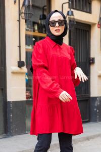 Modalamelif Önü Düğmeli Gömlek  Bordo