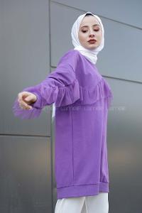 Modalamelif  Tül Detaylı Tunik  Mor