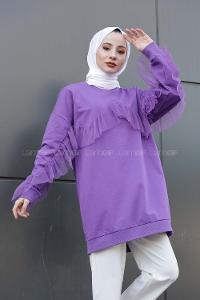 Modalamelif  Tül Detaylı Tunik  Mor