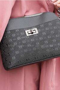 Modalamelif Deri Görünümlü Omuz Çantası Siyah