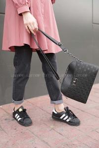 Modalamelif Deri Görünümlü Omuz Çantası Siyah