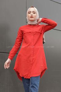 Modalamelif Eteği Saçaklı Gömlek Kiremit