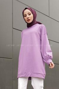 Modalamelif İki İplik Balon Kol Tunik Mor