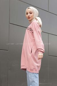 Modalamelif  Yazı Baskılı Tunik Pudra