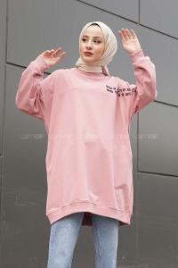 Modalamelif  Yazı Baskılı Tunik Pudra