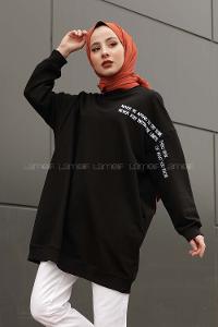 Modalamelif  Yazı Baskılı Tunik Siyah