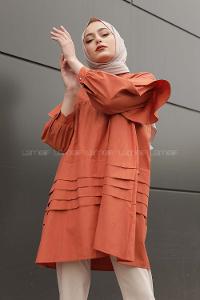 Modalamelif Önü Katlı Salaş Tunik Açık Kiremit