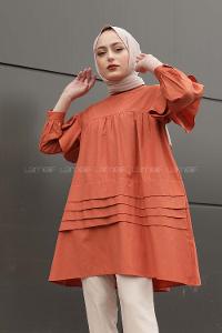 Modalamelif Önü Katlı Salaş Tunik Açık Kiremit