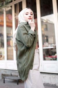 Modalamelif Gizli Cep Detaylı  Ceket Haki