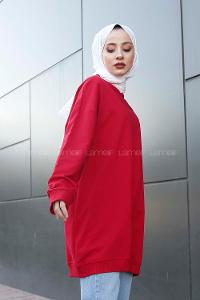 Modalamelif  Yazı Baskılı Tunik Kırmızı