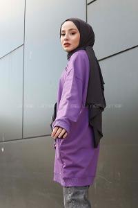 Modalamelif  Yazı Baskılı Tunik Mor