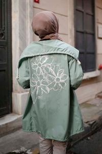 Modalamelif  Şömbre Halat Desenli Hırka Kiremit Mint Yeşili