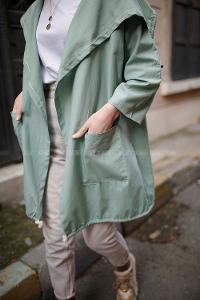 Modalamelif  Şömbre Halat Desenli Hırka Kiremit Mint Yeşili