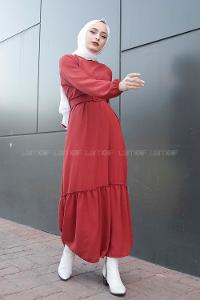 Modalamelif Kemerli Ayrobin Elbise Gül