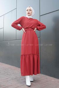 Modalamelif Kemerli Ayrobin Elbise Gül