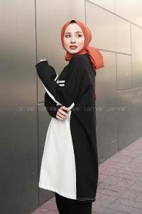 Modalamelif Şerit Çizgili Tunik Siyah