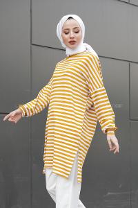 Modalamelif  Çizgili Tunik Sarı