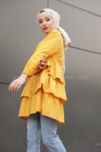 Modalamelif Önü Düğmeli Kat Kat Gömlek Hardal Sarısı