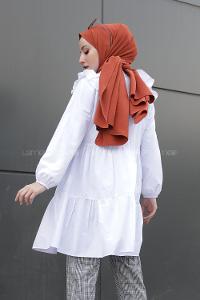 Modalamelif Önü Fırfırlı Tunik beyaz