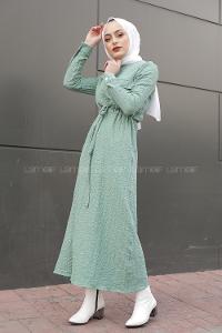 Modalamelif Tek Cepli Belden Bağcıklı Elbise Su Yeşili