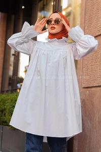 Modalamelif Dakron Büzgülü Gömlek Beyaz