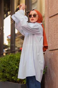 Modalamelif Dakron Büzgülü Gömlek Beyaz