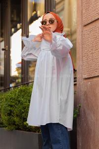 Modalamelif Dakron Büzgülü Gömlek Beyaz