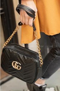 Modalamelif Metal Zincir Askılı Omuz Çantası Siyah