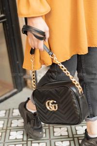 Modalamelif Metal Zincir Askılı Omuz Çantası Siyah