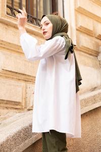 Modalamelif Göğüs Kısmı Robalı Tunik Beyaz