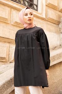 Modalamelif Göğüs Kısmı Robalı Tunik Siyah