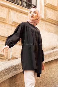 Modalamelif Göğüs Kısmı Robalı Tunik Siyah