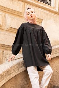 Modalamelif Göğüs Kısmı Robalı Tunik Siyah