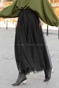 Modalamelif Beli Lastikli Tül Etek Siyah