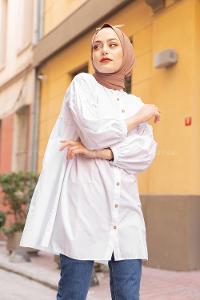 Modalamelif Hakim Yaka Gömlek Beyaz