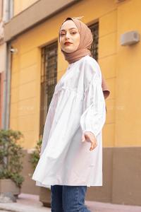 Modalamelif Hakim Yaka Gömlek Beyaz